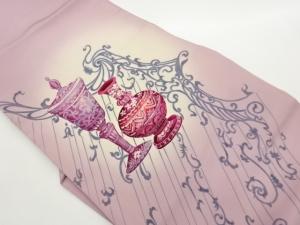 塩瀬抽象花唐草に花器模様手描き名古屋帯